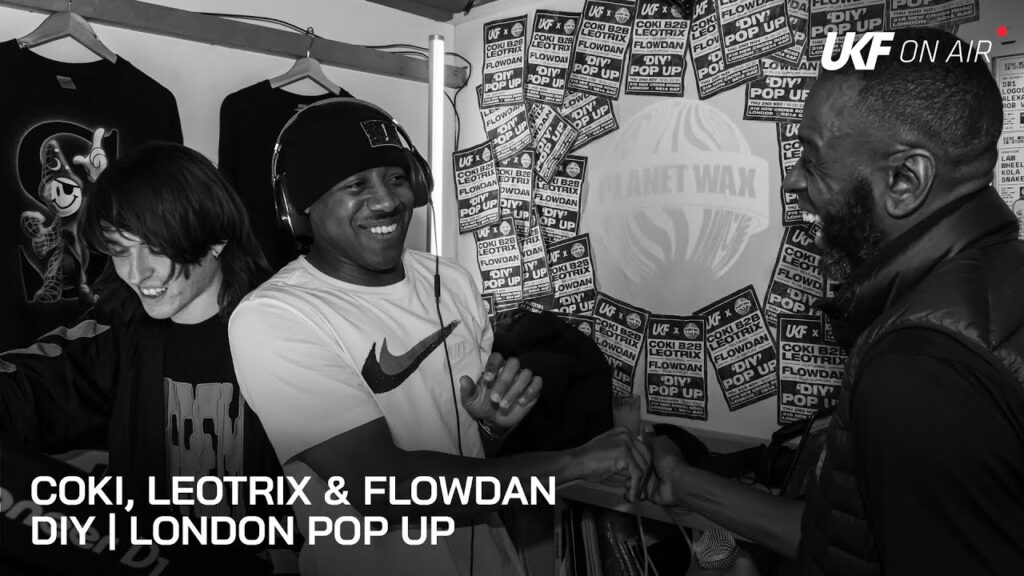 Coki, Leotrix and Flowdan at their DIY Pop up, Planet Wax, London.